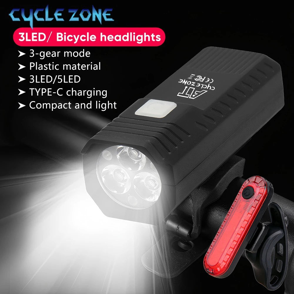Pace Rechargeable Bike Light Set, Front + Tail