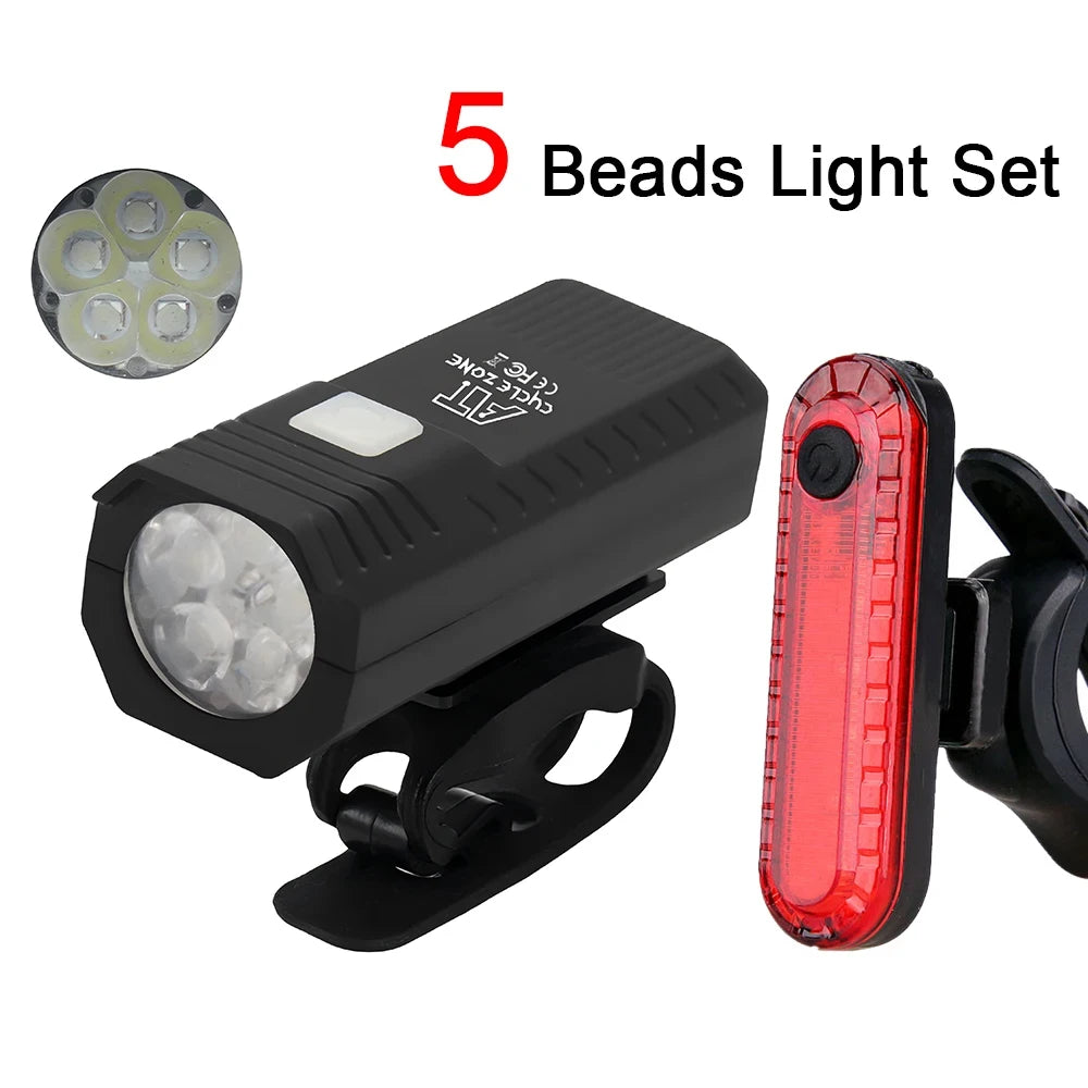 Pace Rechargeable Bike Light Set, Front + Tail
