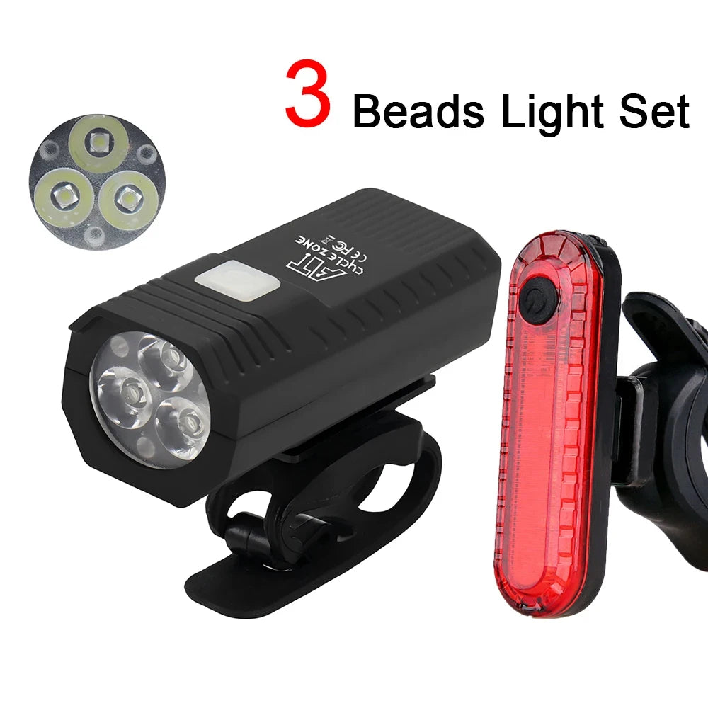 Pace Rechargeable Bike Light Set, Front + Tail