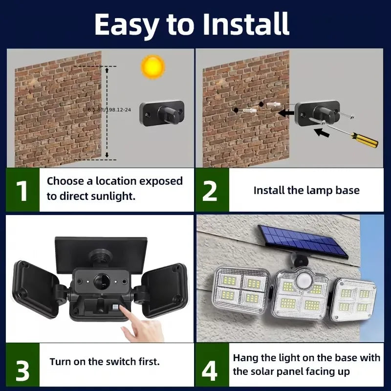 Perimeter Solar 4-Head Motion Flood Light