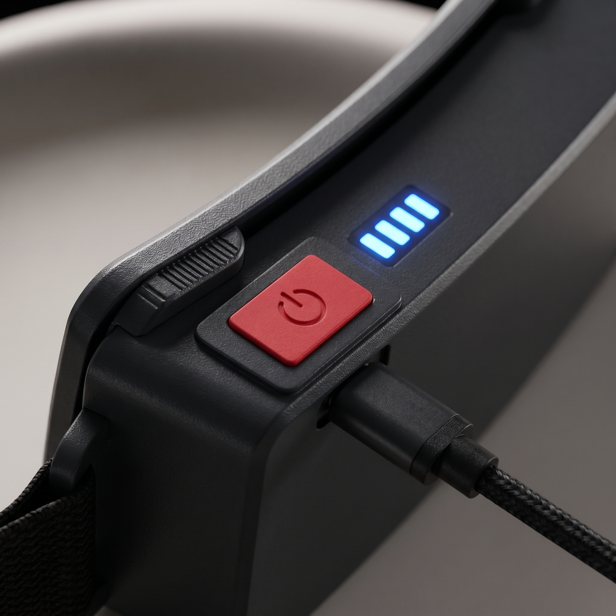 Floodline battery gauge and charging port detail