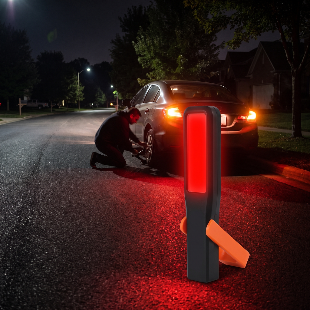 Pivot red warning mode during a roadside tire change